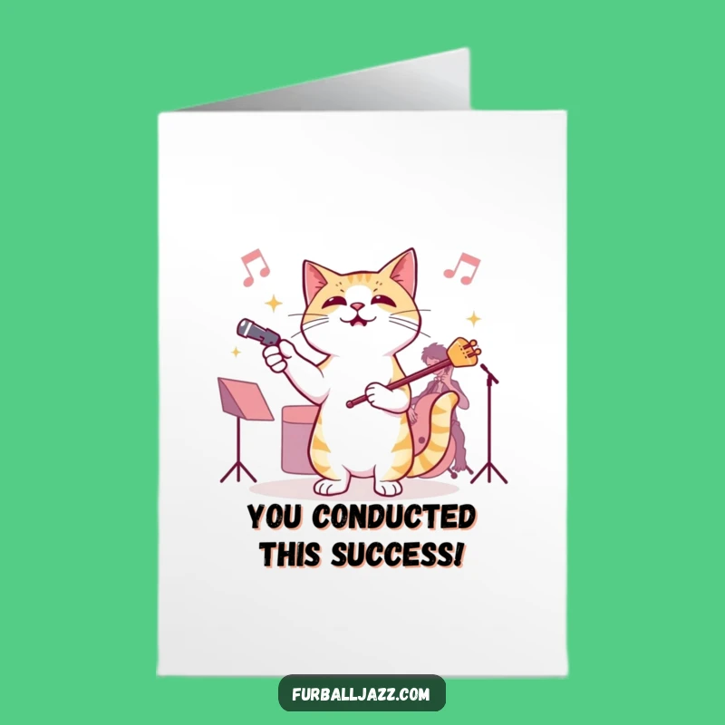 Free Printable Congrats Card: Cat's Maestro Moment, Dazzling Success Downloadable Gift