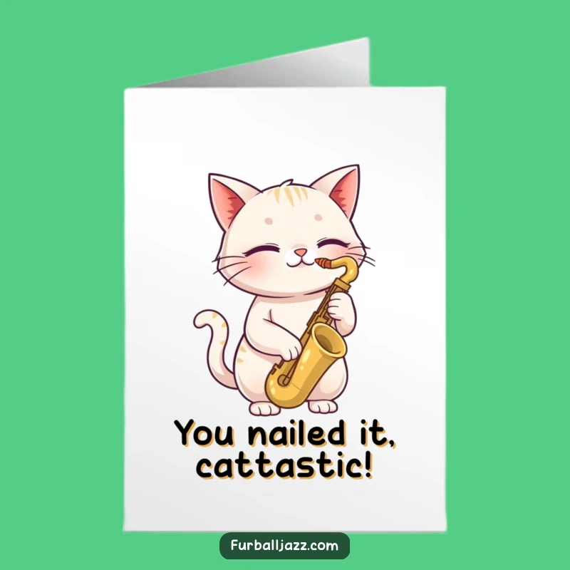 Free Printable Congrats Card: Sax Cat Jamming, a Smooth Downloadable Gift