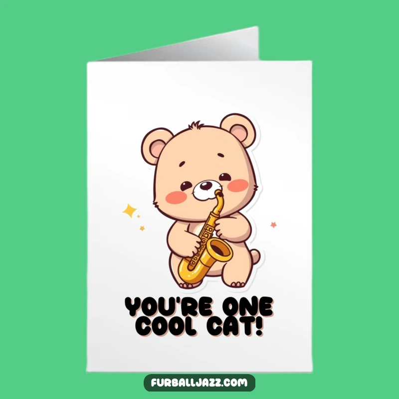 Free Printable Jazzy Bear Congratulations Card: Funny Saxophone Downloadable Gift