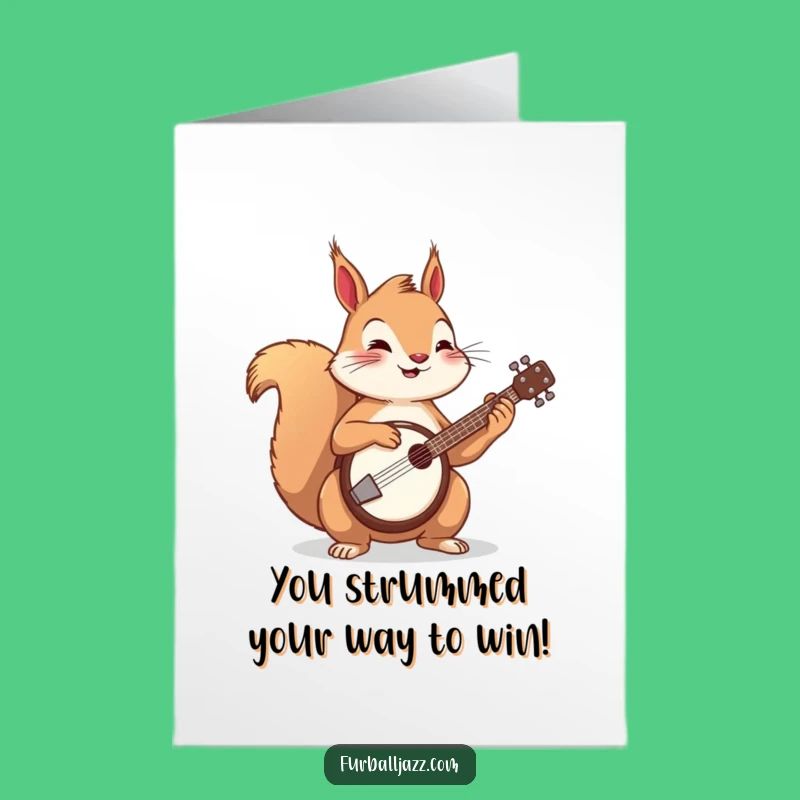 Free Printable Squirrel Card: Banjo Squirrel Congratulations Greeting Downloadable Gift for Success