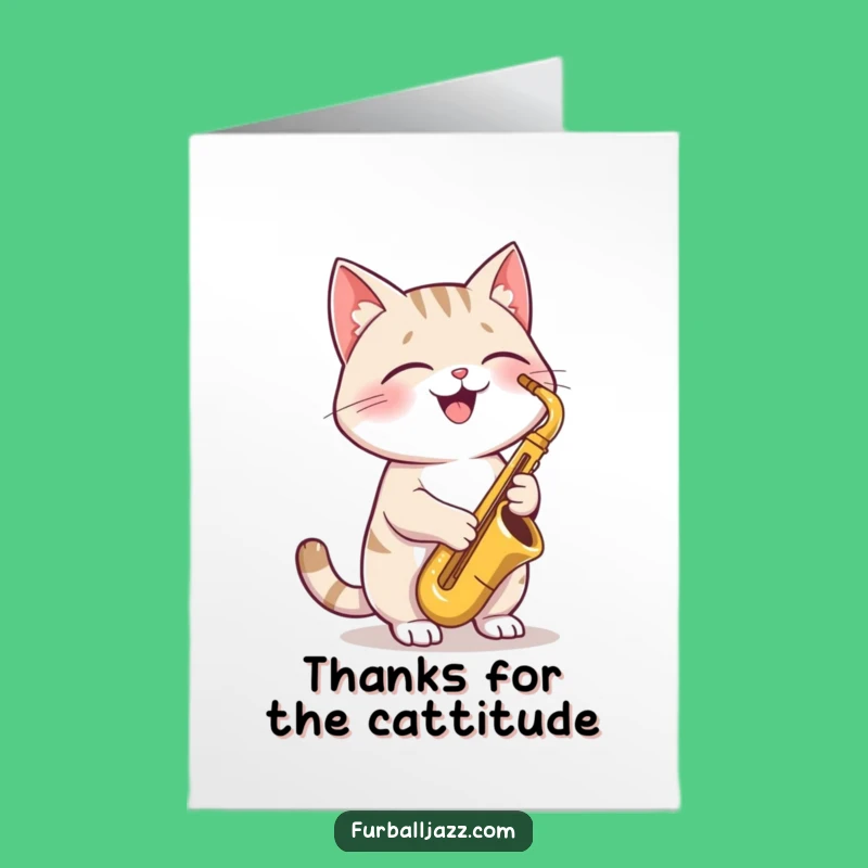Free Printable Cat Sax Thank You Card: Jazzy Cat Downloadable Funny Gift!