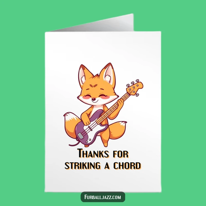 Free Printable Fox Thank You Card: Bass Solo Funny Downloadable Gift for Cool Gratitude