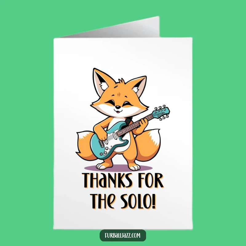 Free Printable Groovy Fox Guitar Thank You Card - Hilarious Downloadable Rock Gratitude