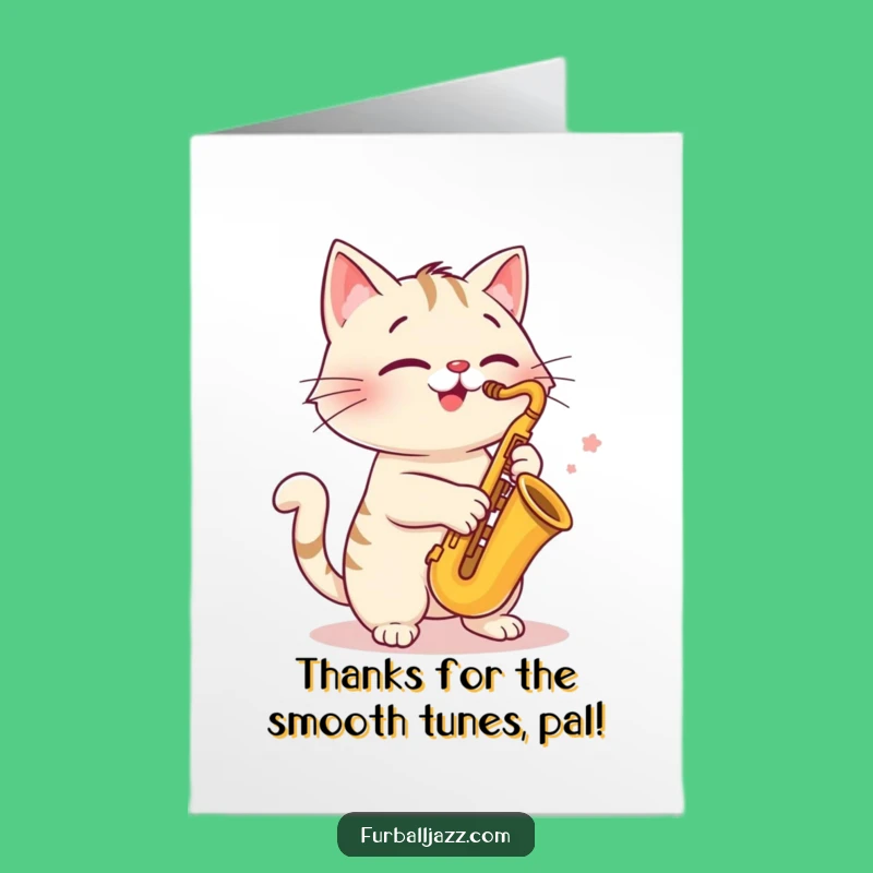 Free Printable Thank You Card: Cat Saxophone Melody - Hilarious Downloadable Gift!