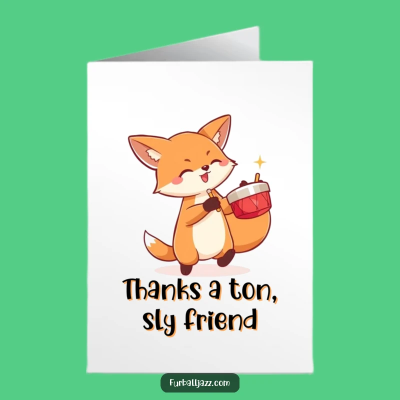 Free Printable Thank You Card: Cymbal Fox, Heartfelt Downloadable Gift of Thanks