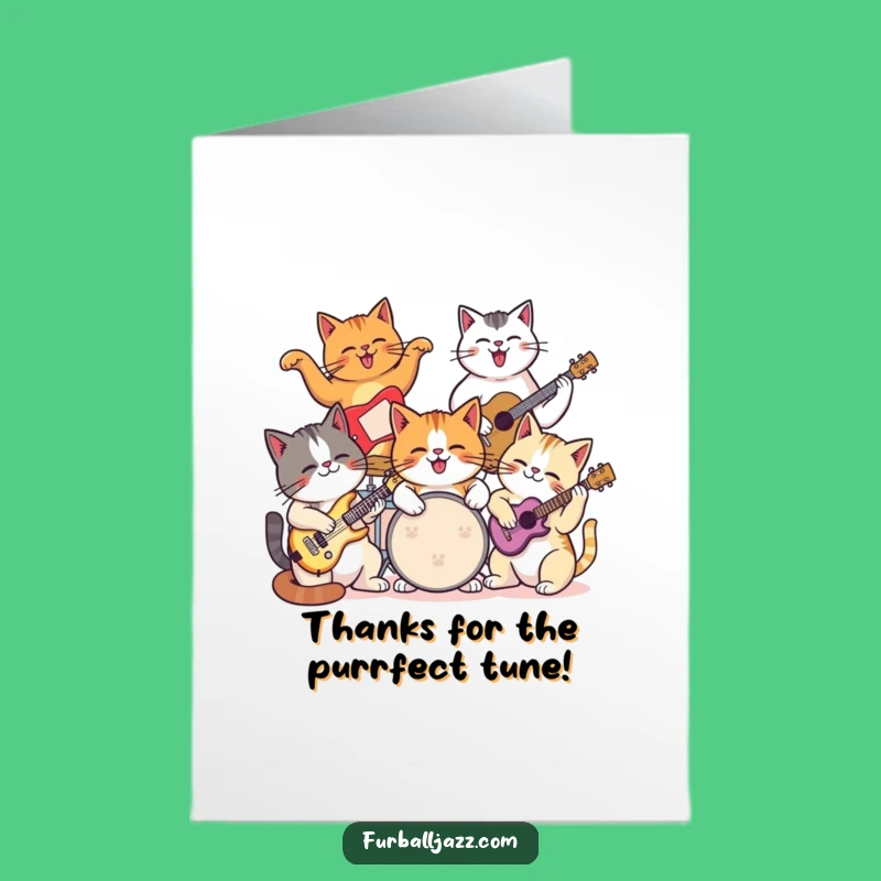 Free Printable Thank You Card Funny Cat Band - Downloadable Musical Gift