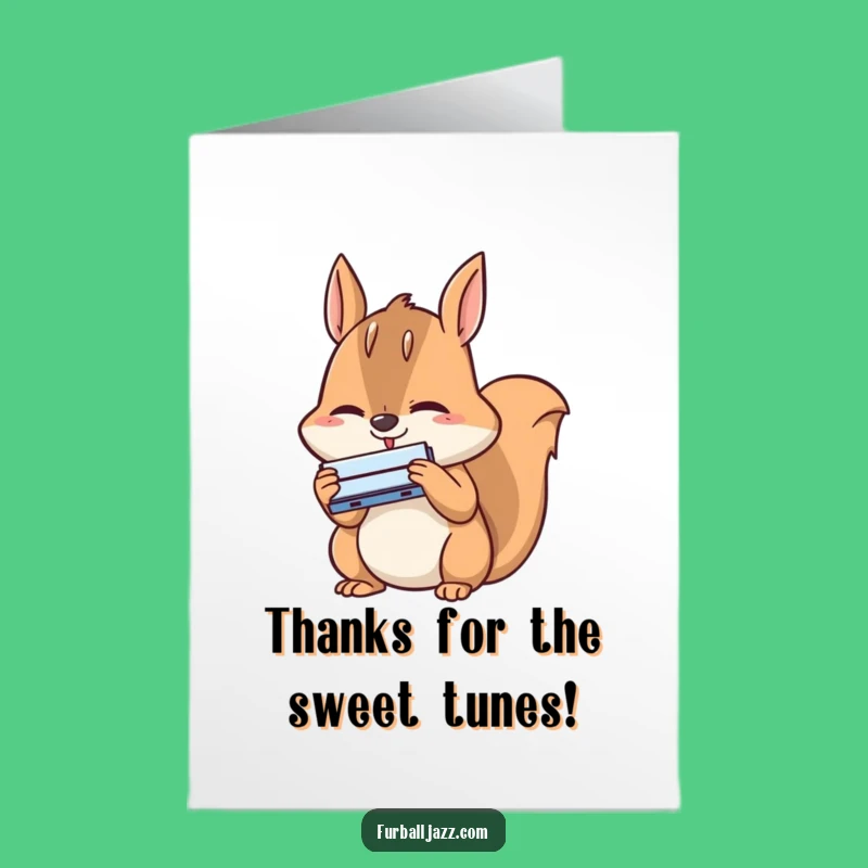 Free Printable Thank You Card: Squirrel Harmonica Player - Sweet Downloadable Gift!