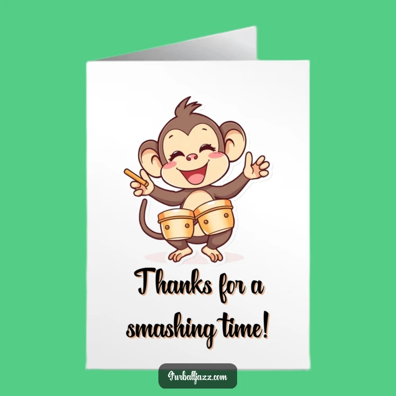 Free Printable Monkey Cymbal Thank You Card - Humorous Downloadable Gift of Gratitude