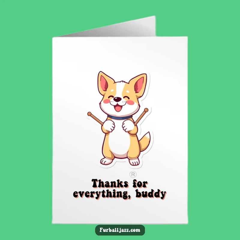 Free Printable Thank You Card: Drumming Dog, Heartfelt Downloadable Gift of Thanks