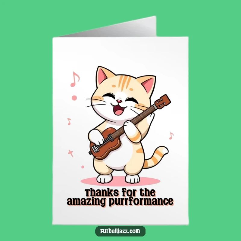 Free Printable Cat Jazz Thank You Card: Funny Downloadable Note for a Jazzy Thanks!