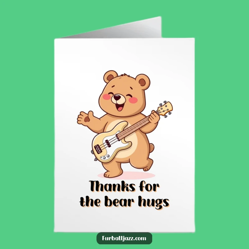 Free Printable Thank You Card: Bear Jigs Bass Guitar, Funny Downloadable Gift