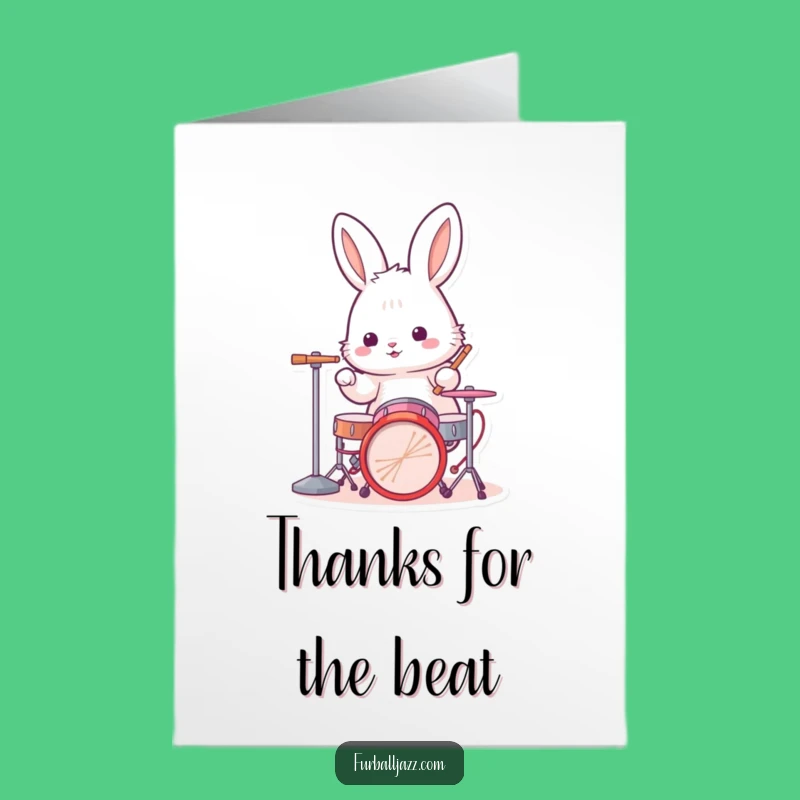Free Printable Rabbit Thank You Card: Drumming Thanks Downloadable Gift