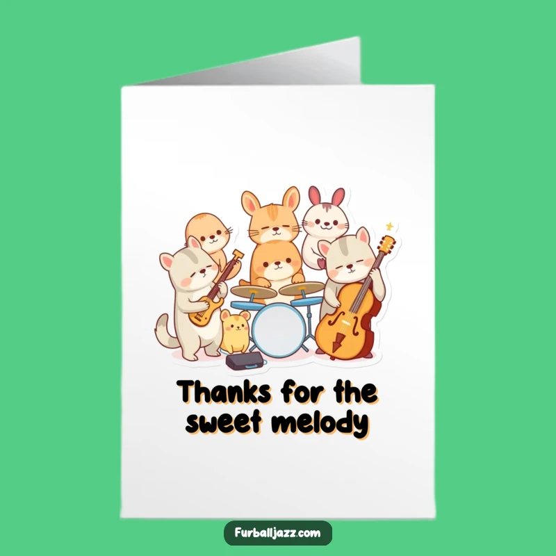 Free Printable Thank You Jazz Card: Funny Animal Musicians Express Gratitude Downloadable