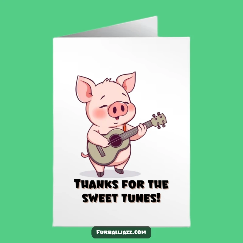 Free Printable Thank You Card: Ukulele Pig, Express Gratitude with a Song