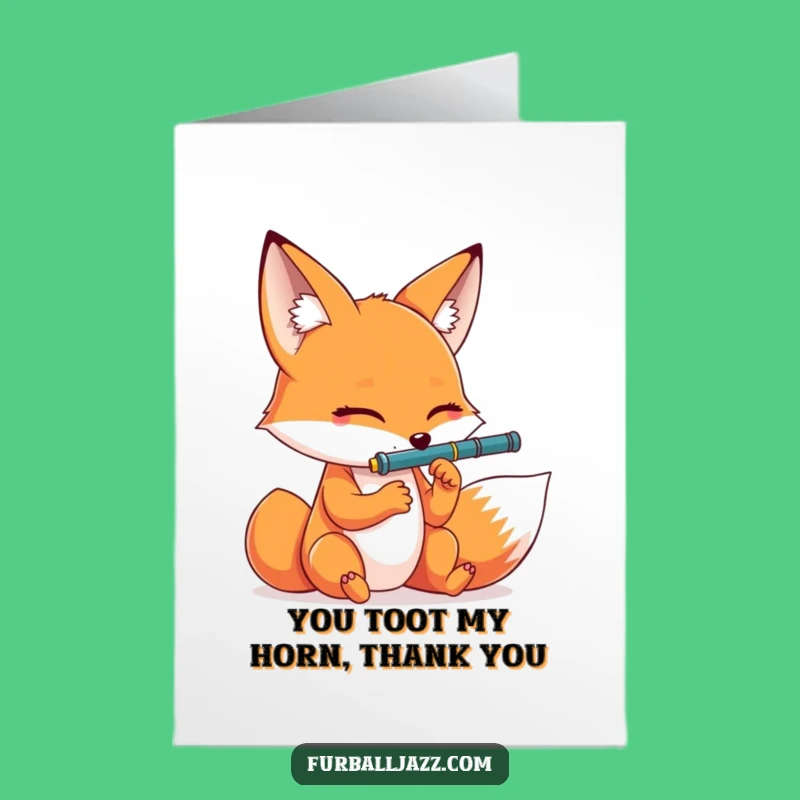 Free Printable Fox Clarinet Thank You Card - Humorous Downloadable DIY Appreciation