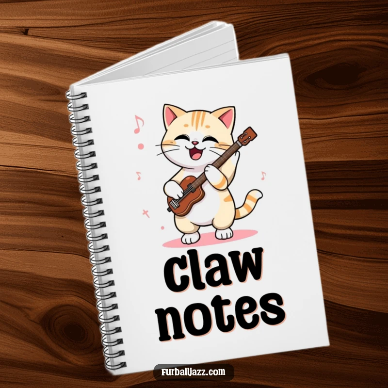 Funny cat notebook with a cool cat enthusiastically tapping its paws to a jazz rhythm, perfect for journaling your creative thoughts.