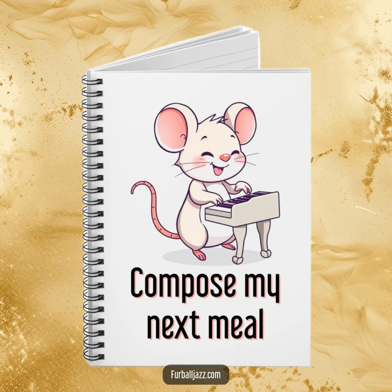 Funny Mouse Piano Notebook: A whimsical mouse with a piano, designed for jotting down musical ideas and notes.