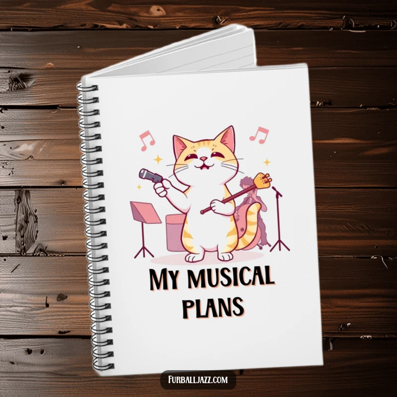 Funny Cat Jazz Conductor Notebook, featuring a cat conducting an invisible jazz orchestra, inspiring musical note-taking and feline-themed creativity.