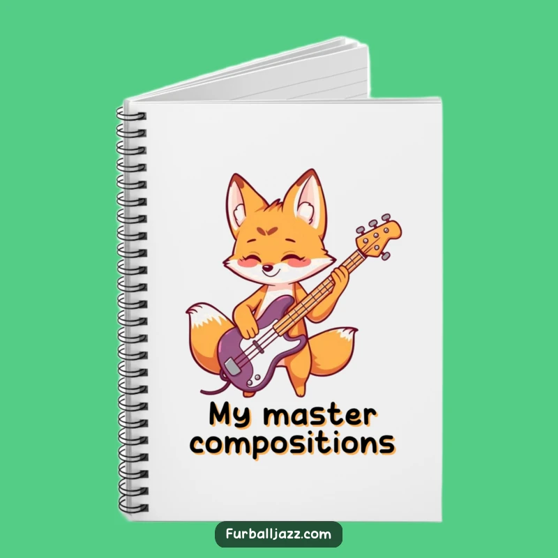 Funny Fox Bass Guitar Notebook: Playful Musician, Journal Funny Gift for Songwriters
