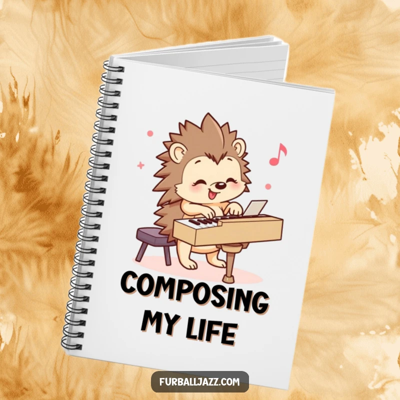 Funny Hedgehog Notebook: A smiling hedgehog playing a piano with cheerful music, ready to capture your notes and doodles. Great funny gift.