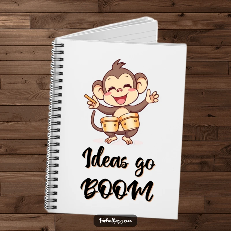 Funny Monkey Notebook: A joyous monkey energetically playing cymbals, ready to capture your notes and doodles with humor. Great funny gift.