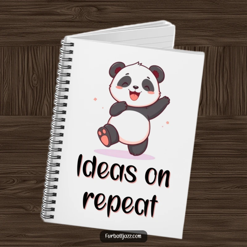 Funny panda tapping its foot on a notebook cover, designed for capturing groovy thoughts, a funny stationery gift.