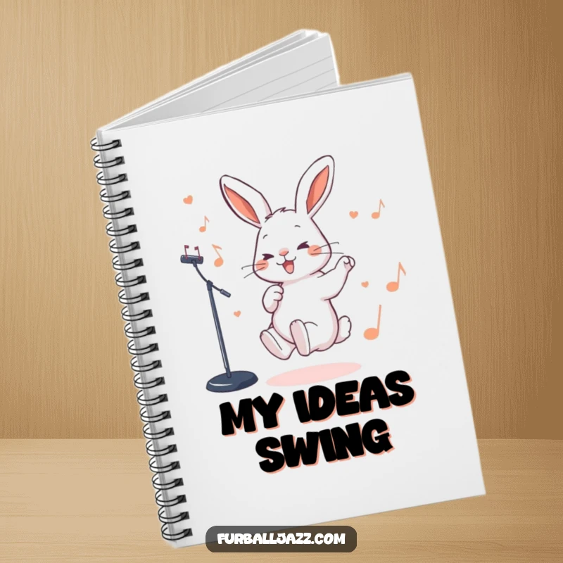 Funny Rabbit Notebook with a rabbit tapping its foot rhythmically to a jazz beat, perfect for capturing musical ideas.