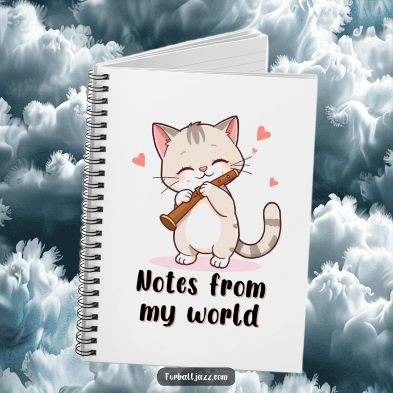 Funny Cat Notebook: A cool cat playing a clarinet with rhythm, perfect for note-taking and doodling with musical flair. Great funny gift.