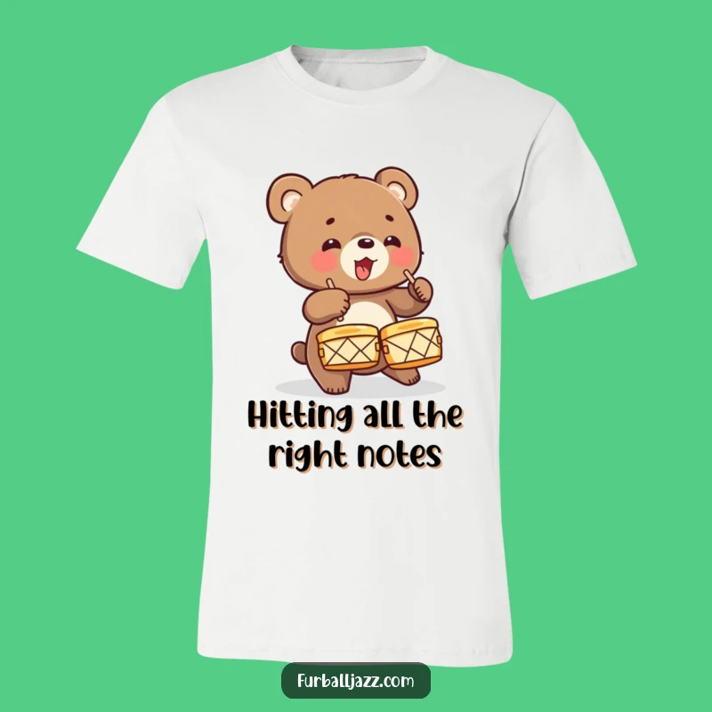 Funny Bear Cub Drummer T-Shirt: Energetic Cymbal Crash Tee, Wild Animal Music Funny Gift Apparel
