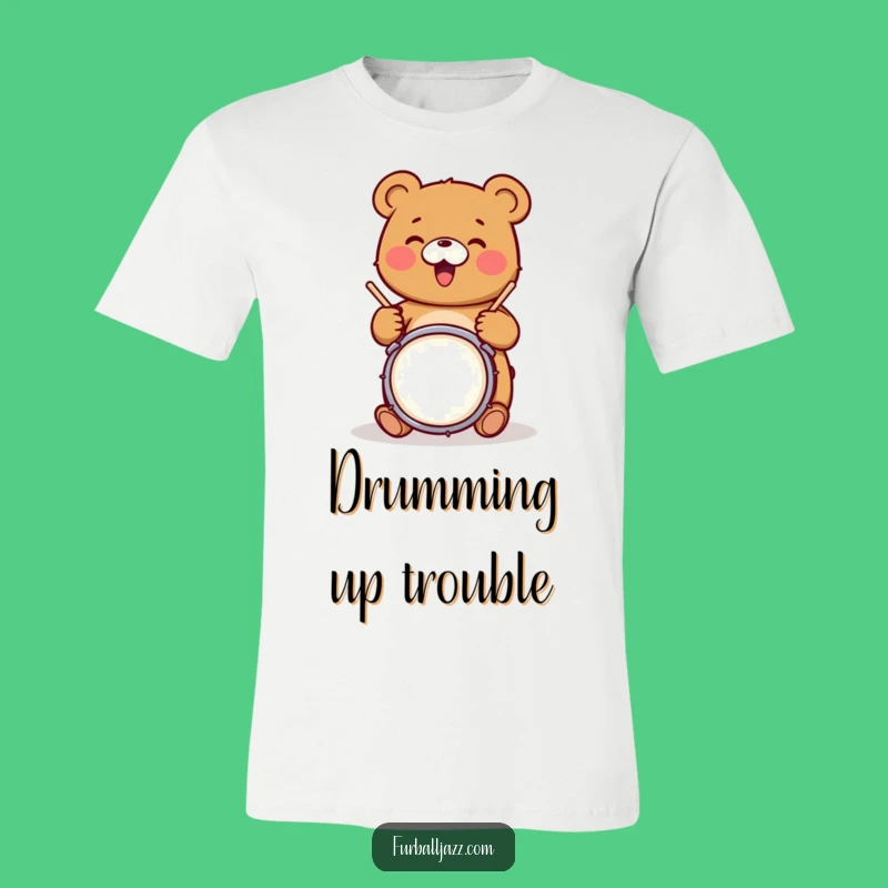 Funny Bear Drummer T-Shirt - Rocking Grizzly Musician Funny Gift Tee