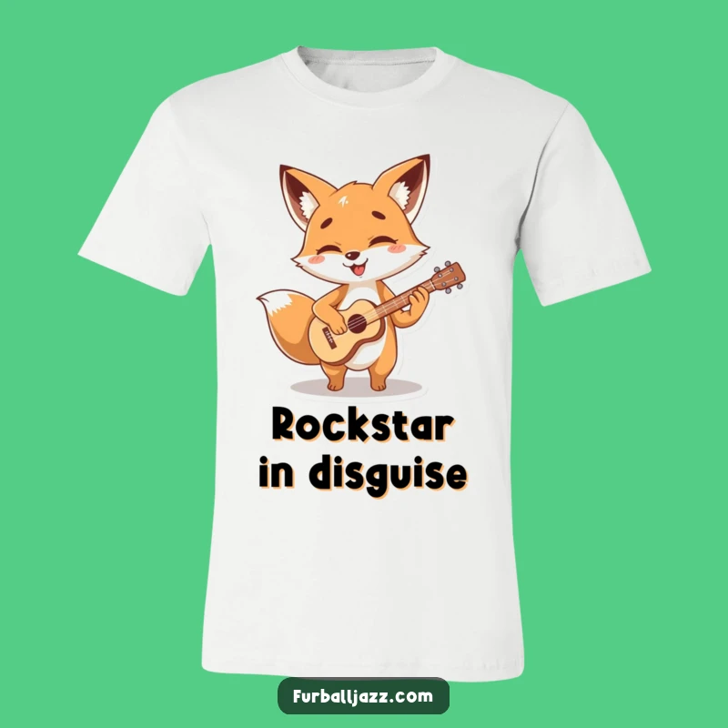 Funny Fox Guitarist T-Shirt - Strumming Foxy Musician Funny Gift Tee