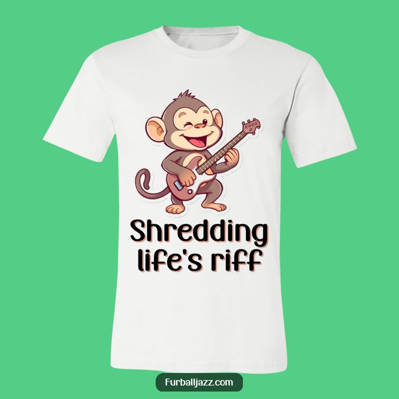 Funny Monkey Guitarist T-Shirt - Primate Rock Star Tee Gift