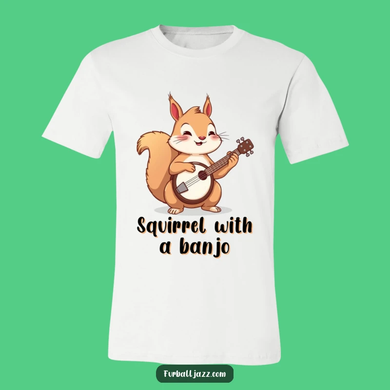 Funny Squirrel Banjo T-Shirt, Lively Music Tee, Adorable & Funny Gift