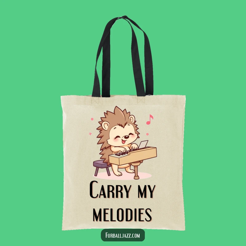 Funny Hedgehog Piano Tote Bag - Whimsical Musical Carry-All for Cute Fans