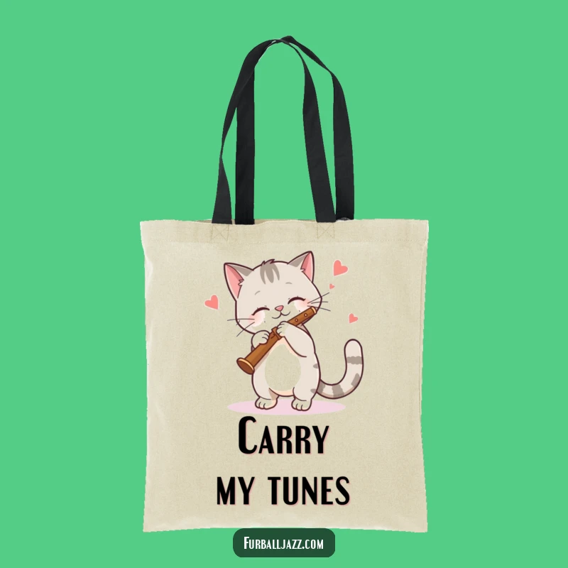 Funny Cat Clarinet Tote Bag - Chic and Hilarious Feline Music Accessory