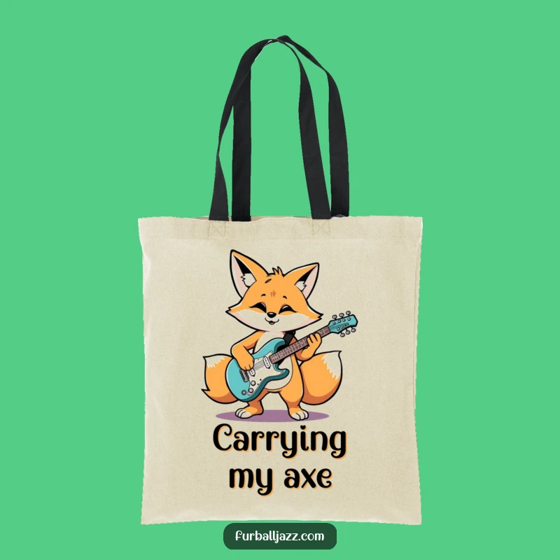 Funny Fox Guitarist Tote Bag: Carry Your Tunes and Style