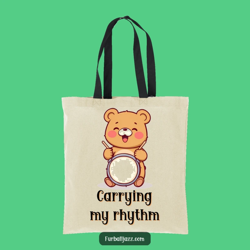 Funny Bear Drummer Tote Bag - Rocking Grizzly Musician Funny Gift Bag