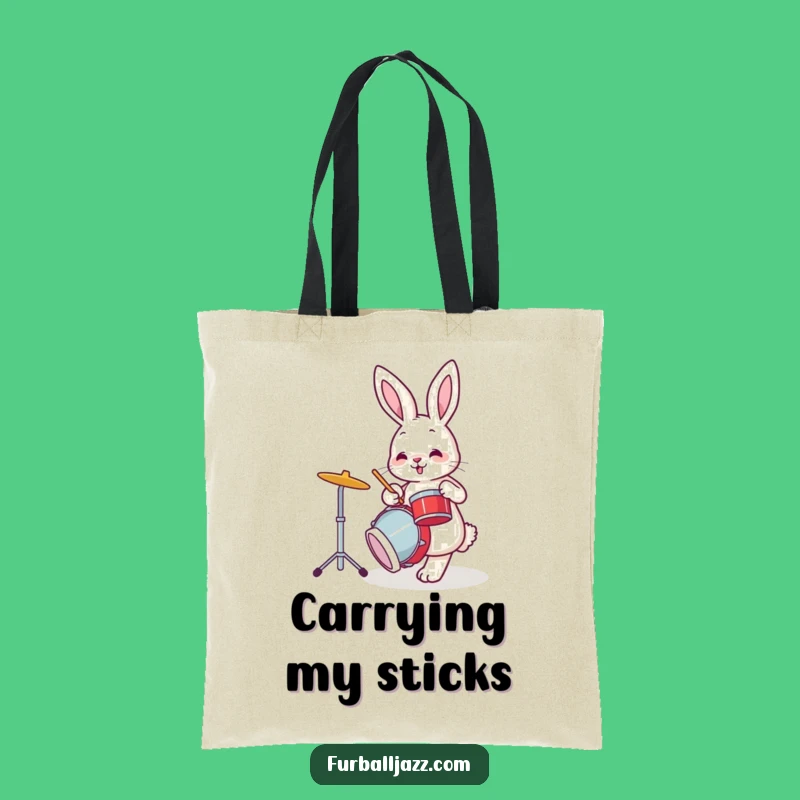 Funny Bunny Drummer Tote Bag: Carry Your Beats and Laughs with Style