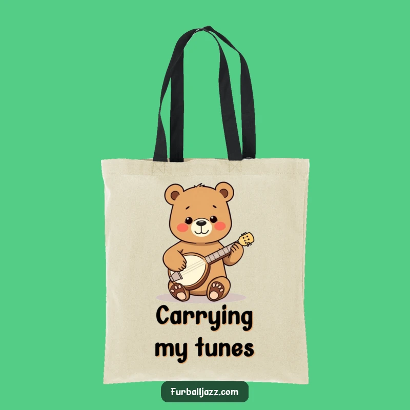 Funny Bear Banjo Tote Bag - Carry Your Tunes with Style