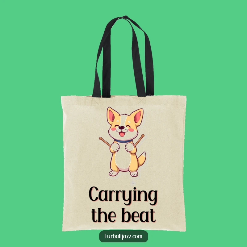 Funny Dog Drummer Tote Bag: Carry Your Beat with Style