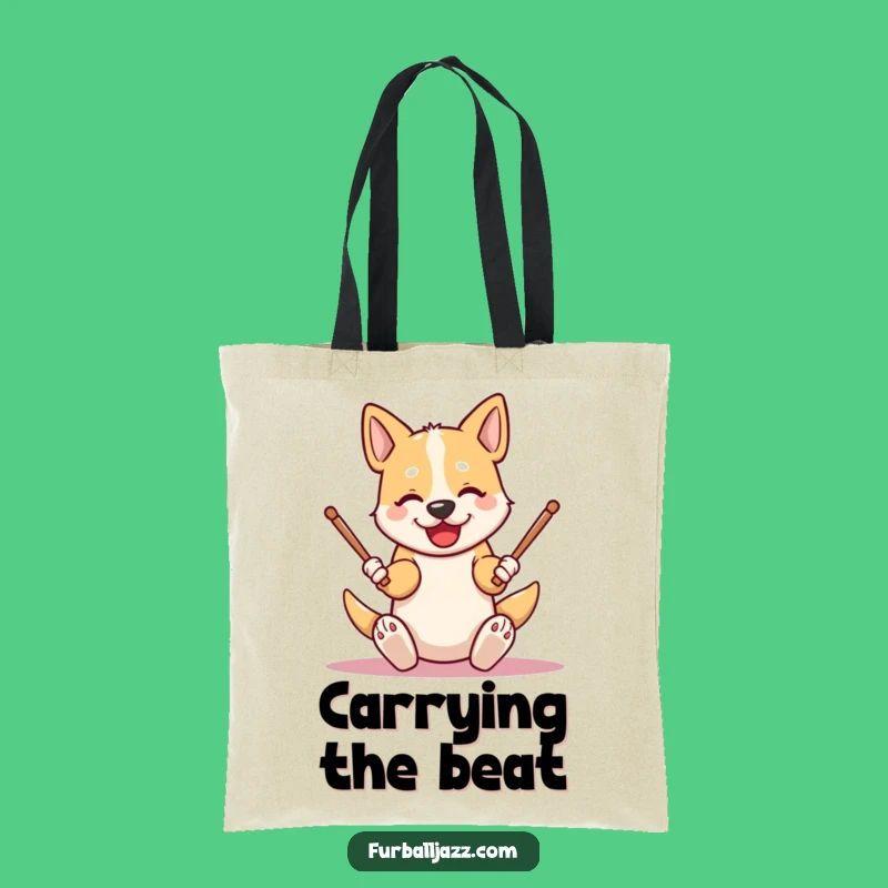 Funny Dog Drummer Tote Bag: Carry Your Rhythm with Canine Style