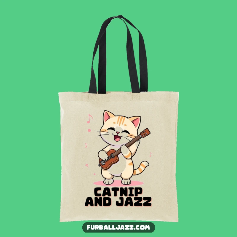 Funny Cat Jazz Tote Bag: Tapping Paws Carryall - A Humorous Music Lover Gift