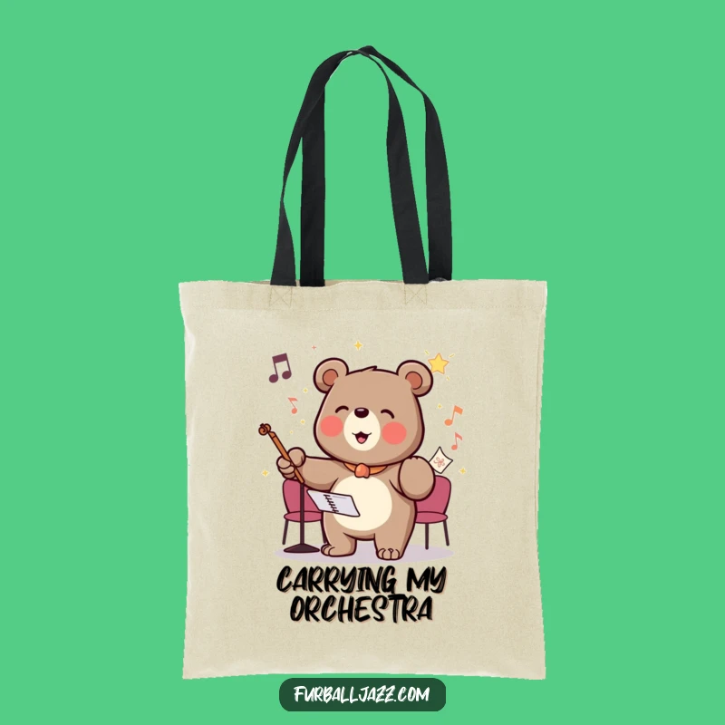 Funny Bear Conductor Tote Bag: Durable Maestro Design, Perfect Gift for Organizers