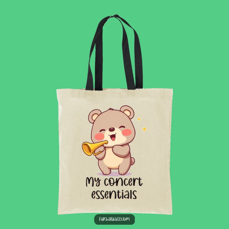 Funny Bear Trumpet Tote Bag: Durable Music Lover Bag, Eco-Friendly Hilarious Gift