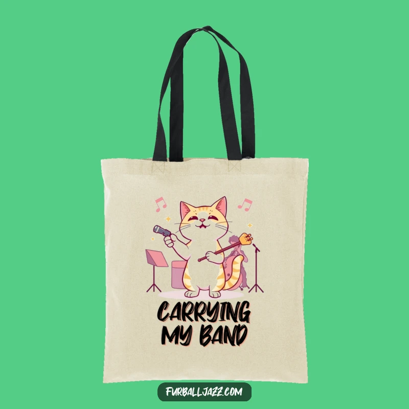 Funny Cat Jazz Conductor Tote Bag - Carry Your Musical Flair