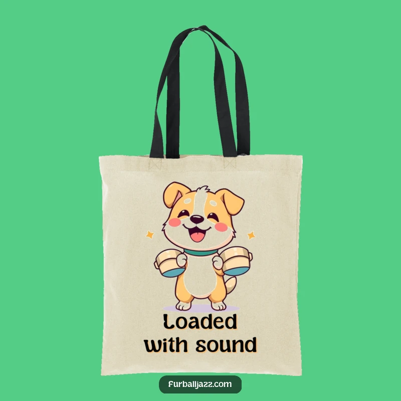Funny Dog Cymbal Enthusiast Tote Bag - Happy Pup Percussion Funny Gift Bag