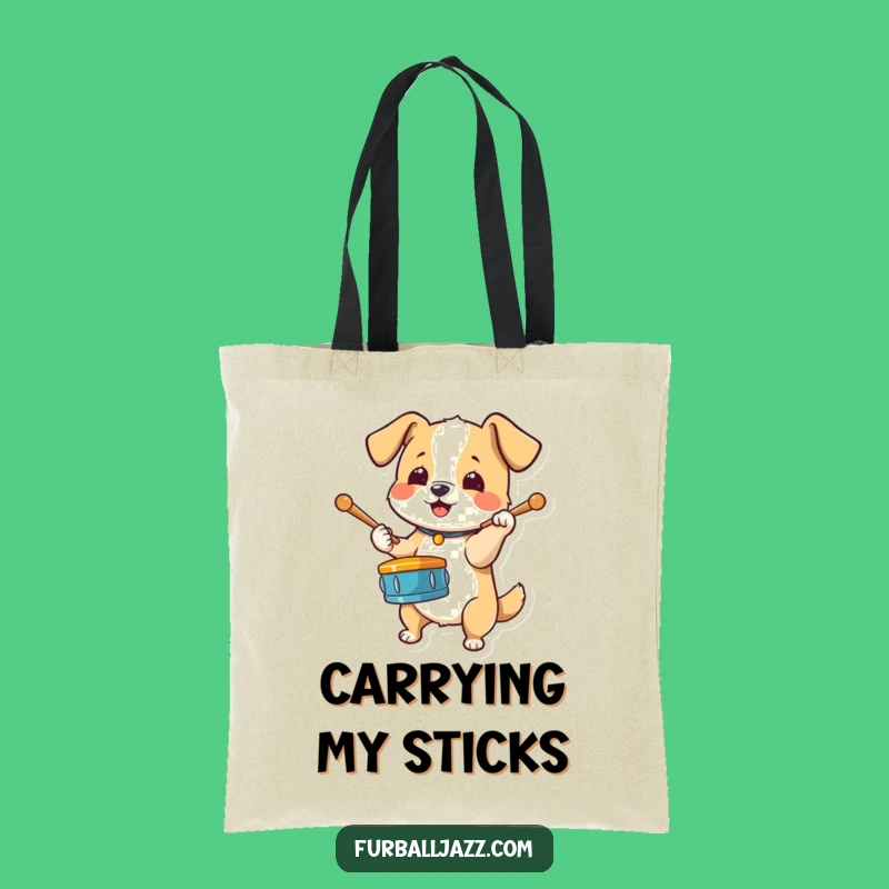 Funny Dog Drummer Tote Bag - Carry Your Gear with Beat