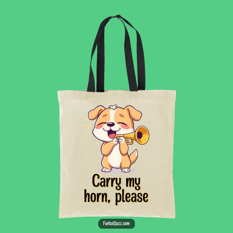 Funny Dog Trumpet Player Tote Bag - Musical Pup Accessory Gift