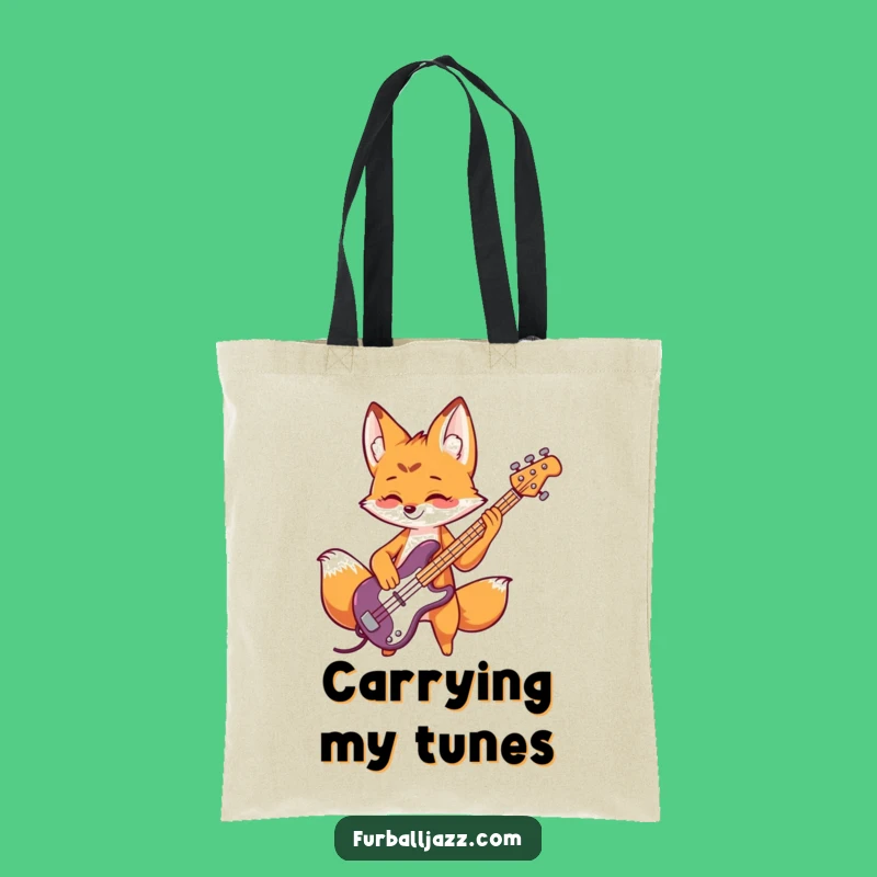 Funny Fox Bass Guitar Tote Bag: Playful Musician, Rocker Funny Gift Carry-All