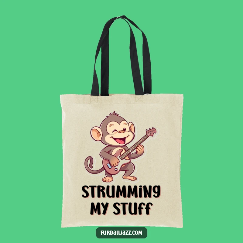 Funny Monkey Guitarist Tote Bag - Musical Primate Accessory Gift